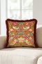 Vintage Bird and Floral Tapestry Fringed Pillowcase - Ethnic Spring Bohemian Burgundy Tassel Throw Pillow Cover - 3