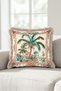 Tropical Palm Garden Baroque Fringed Pillowcase - Exotic Bohemian Cream Mink Tassel Throw Pillow Cover - 7