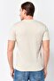 Men Crew Neck Embroidered Logo Short Sleeve T-Shirt, Beige - 4
