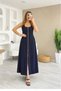 Women's Strap Square Neck Front Zipper Wide Cut Janjan Crepe Dress - 5