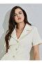 Cream Regular Fit Buttoned Blazer