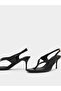 Black Plain Thong Toe Stiletto Heel Sandals - 3