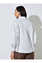 White Striped Gathered Oversized Shirt - 5