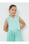 Girls Green Sleeveless Waistcoat And Pleated Trousers Set - 2