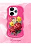 Poco M6 4g Compatible Case Camera Protector Red Silicone Couple Phone Case Floral Pattern - 2