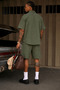 Men's Tencel Short Sleeve Shirt Shorts Set Regular Fit Summer Two-Piece Set - 3