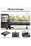 Extendable Dish Rack, Large Sink Drying Dish Drainer for Kitchen Counter, Stainless Steel Dish Strainer with Utensil Holder, Black - 5