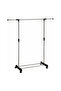 Adjustable Rolling Clothes Rack with Wheels, Heavy Duty Garment Rack, Portable Metal Clothing Hanging Stand, Extendable Coat Rack for Bedroom, Laundry Room, Retail Store & Home Organization