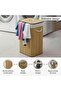 Libby Foldable Bamboo Laundry Hamper with Handle 70L 40X30X60cm - Natural - 4