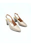 Gold Foil Printed Pointed Toe Ankle Strap Open Back Thick Heeled Women's Stiletto Shoes Vdz02022 - 2