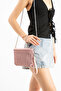 Pink Knitwear Woven Clutch Portfolio Women's Bag with Wrist Strap - 3