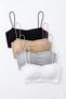 Women's 4-Pack Black - White - Gray - Brown No-Show Capless 100% Cotton Super Mini Crop Blouse