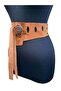Amaris Oval Buckle Windowed Tan Nubuck Bohemian Leather Belt - 3