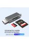 قارئ بطاقات USB 3.2 متعدد الوظائف من النوع C باللون الرمادي الداكن، مناسب لقراءة بطاقات SD وTF. - 3