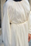Women's Detachable Collar Ruffle Cape Detailed Elasticized Ankle-Length Dress Ecru - 5