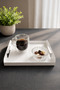 Minimalist Metal Presentation Tray - Decorative Serving and Organizer Tray - Matte White