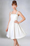 Girl's White Stone Wedding Evening Dress, Flexible Back, Adjustable Sleeve Detail, Lined, Trendy Model
