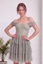 Women's Corset-Look Layered Skirted Lace Mini Dress Brown, Aqua Green, Ecru, Black, Burgundy - 4