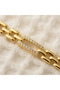 Stone Detailed Gold Color Steel Bracelet |   Rectangular Chain Design |   Water Resistant - 4