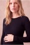 Maternity Black Ribbed Viscose Blend Crew Neck Long Sleeve Underbust V-Cut Dress Reagen - 5