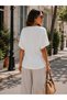 Women's Stylish Double-Breasted Collared Viscose Blouse with Side Ties - 3