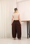 Lace-Up Waistband Shalwar Trousers Brown - 7