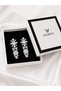 Zircon Stone Dangle Evening Dress Earrings – Stylish Women's Earrings with Shiny Stone Detail - 3