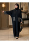Standard Ferace with Zippered Cuffs and Pockets, with Sequin Detail, Loose Cut, Can Be Weared in Sizes 40-48. - 3