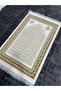 Silvery Velvet Patterned Fringed Gift Bundle Thick Luxury Prayer Mat