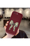 iPhone 7 Plus Compatible Case Camera Protector Claret Red Silicone Couple Phone Case Bow Tie Pattern