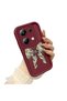 Xiaomi Poco M6 Pro 4g Compatible Case Camera Protector Claret Red Silicone Couple Phone Case Bow Tie Pattern - 3