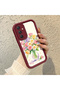 Samsung Galaxy A34 5g Compatible Case Camera Protector Burgundy Silicone Couple Phone Case Floral Pattern - 2