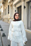 Women's Ruffle Detail Layered Wrinkled Double Suit White - 3
