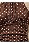 Brown Polka Dot Halter Neck Gathered Draped Stylish Cropped Blouse - 5