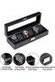 6 Slot Watch Box for Men, Carbon Fiber PU Leather Watch Display Case with Glass Lid, Soft Velvet Pillows, Watch & Jewelry Storage Organizer, Luxury Gift Box for Men - 6