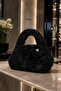 Teddy Plush Women's Shoulder Bag White, Black – Stylish Handbag with Soft Texture