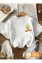 Unisex I'M Not Crazy Tweety Coast Printed Oversize Crew Neck T-Shirt - 2