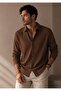 Ottoman Fabric Men's Long Sleeve Seasonal Shirt - Oversized Cut, Stitching Detail