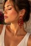 Coral Formed Natural-Looking Stone Detailed Dangle Earrings in Off-White & Burgundy Color Options Elegant Design - 7