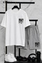 Bklyn Printed Cotton Fabric Unisex T-Shirt-Grey Shorts Set