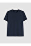 Vizyon New Season Navy Blue Crew Neck Combed Cotton Men's T-Shirt - 5