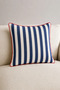 Red Piping Blue Striped Throw Pillow Cover - 2
