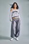 Cotton Boat Neck Printed Long Sleeve Light Gray Melange T-Shirt I2914Ax26Au - 2