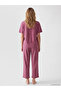 Alita City with a Difference, Lcw Dream Plum Combed Cotton Patterned Short Sleeve Women's Pajama Set - 4