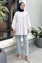 Floral Gathered Tunic 5501 - White - 3