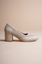 Women's Genuine Leather Casual Heeled Shoes - Beige - 3