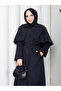 Cape-Covered Buttoned Belted Hijab Trench Coat Rc3142 - 6