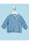 Infant Girls Light Wash Embroidered Denim Blouse