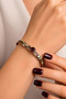 Women's Copper Bracelet with Natural Oval Red Ruby Stone and Tulip Motif, Adjustable Copper Bracelet for Women - 2