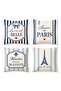 Amour De Paris Patterned 4-Piece Throw Pillow Cover Set - 3